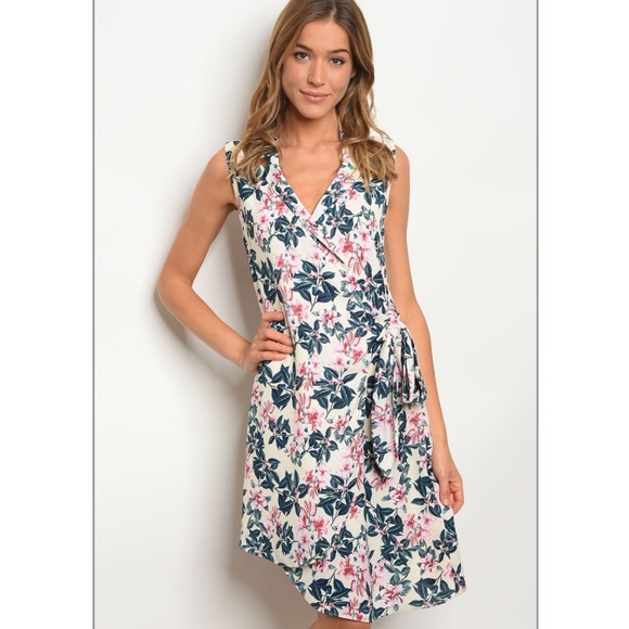 Cream Floral Dress Boutique VSCO Boutique